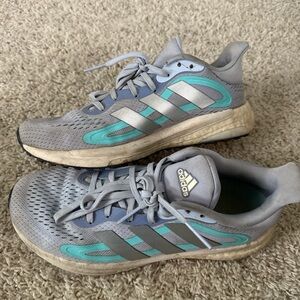 Adidas Kids Gray and Teal Sneakers